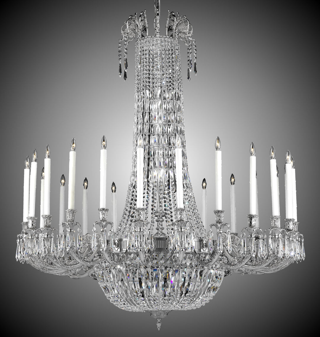 American Brass & Crystal Finisterra CH2344-P-07G-08G-PI Chandelier Light - Satin Nickel w/ Silver Accents