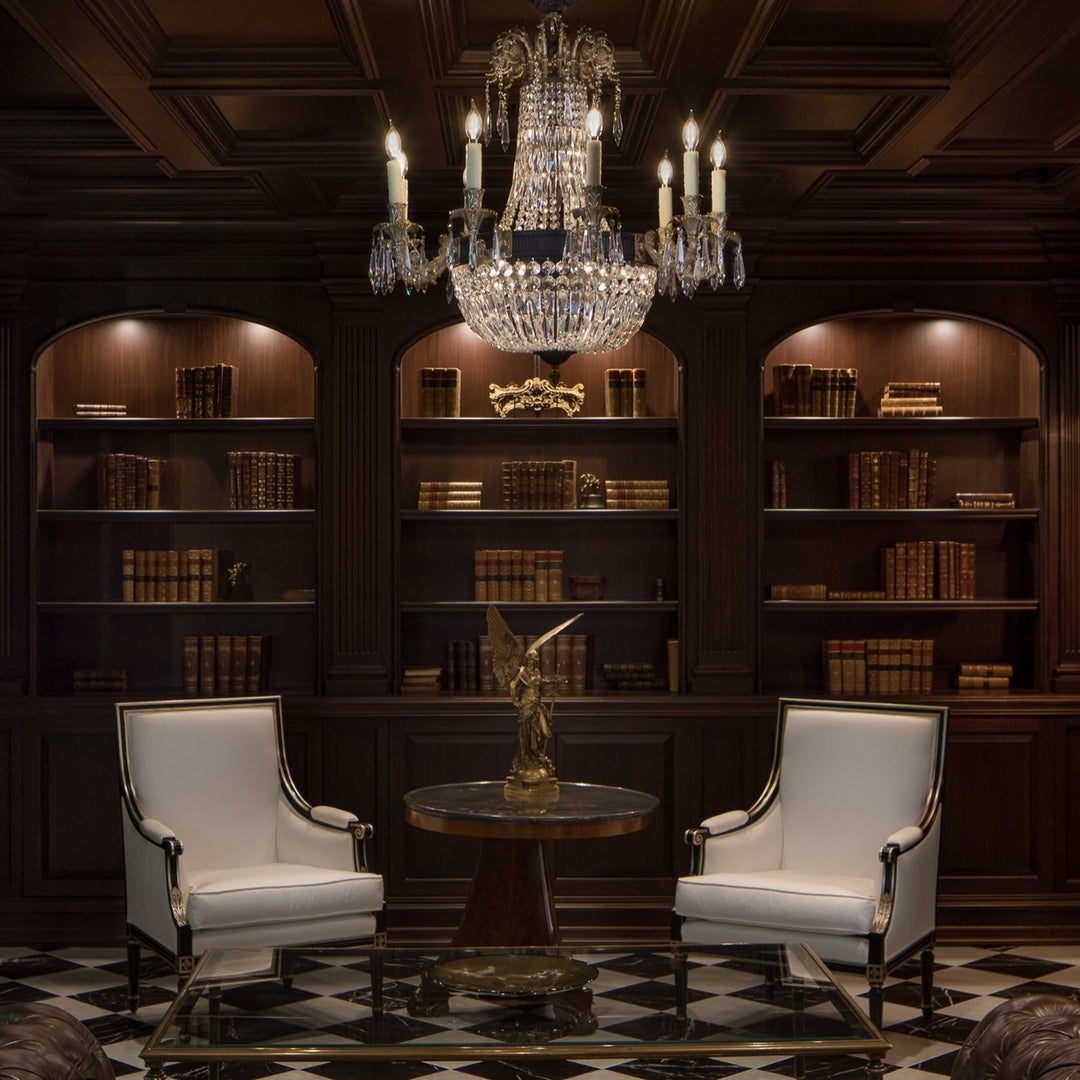 American Brass & Crystal Finisterra CH2143-P-05S-16G-ST Chandelier Light - Old Bronze(Black) with True Brass