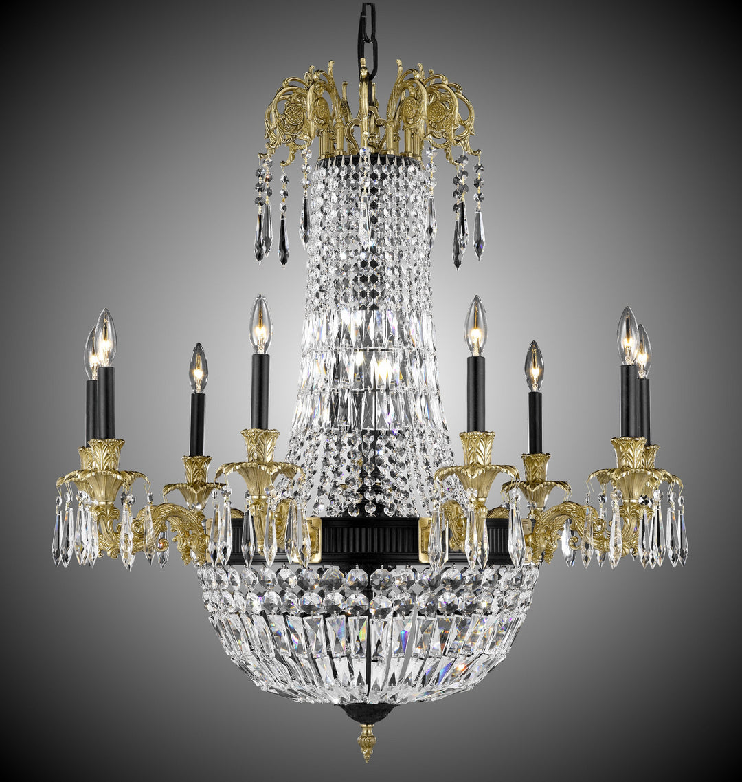American Brass & Crystal Finisterra CH2143-P-05S-16G-ST Chandelier Light - Old Bronze(Black) with True Brass
