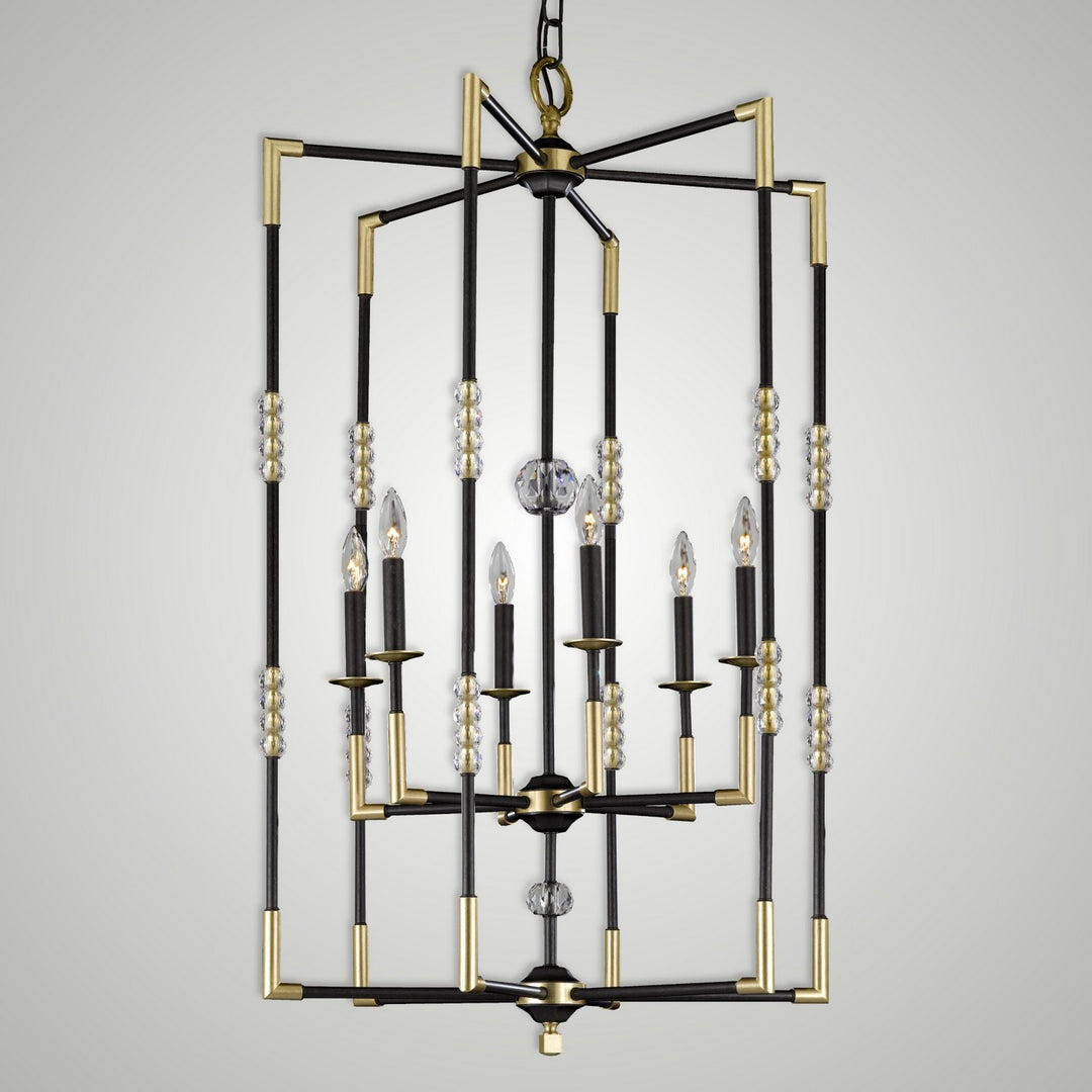 American Brass & Crystal Magro CH3504-35S-36G-ST Pendant Light - Old Bronze (Black) with Old Brass