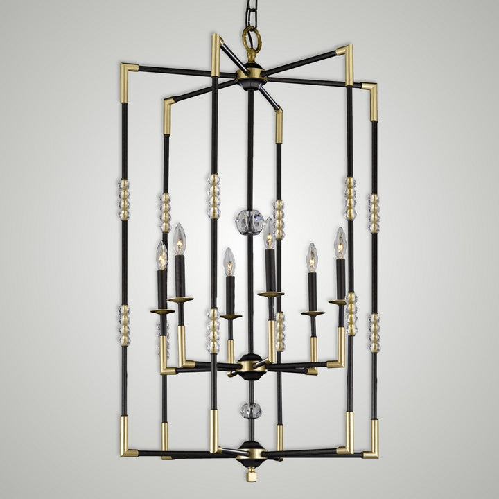 American Brass & Crystal Magro CH3504-35S-36G-ST Pendant Light - Old Bronze (Black) with Old Brass