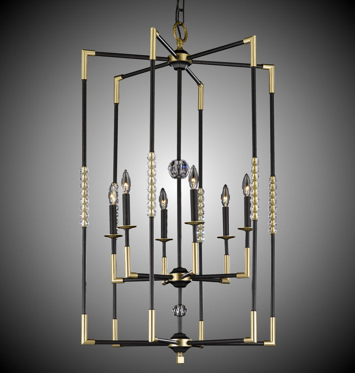 American Brass & Crystal Magro CH3504-35S-36G-ST Pendant Light - Old Bronze (Black) with Old Brass