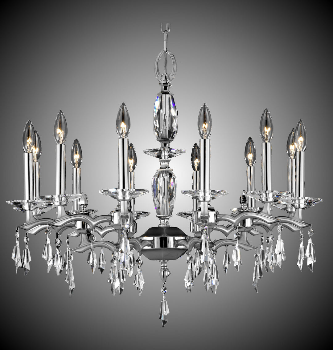 American Brass & Crystal Kaya CH5507-G-37G-38G-ST Chandelier Light - Pewter w/Polished Nickel Accents