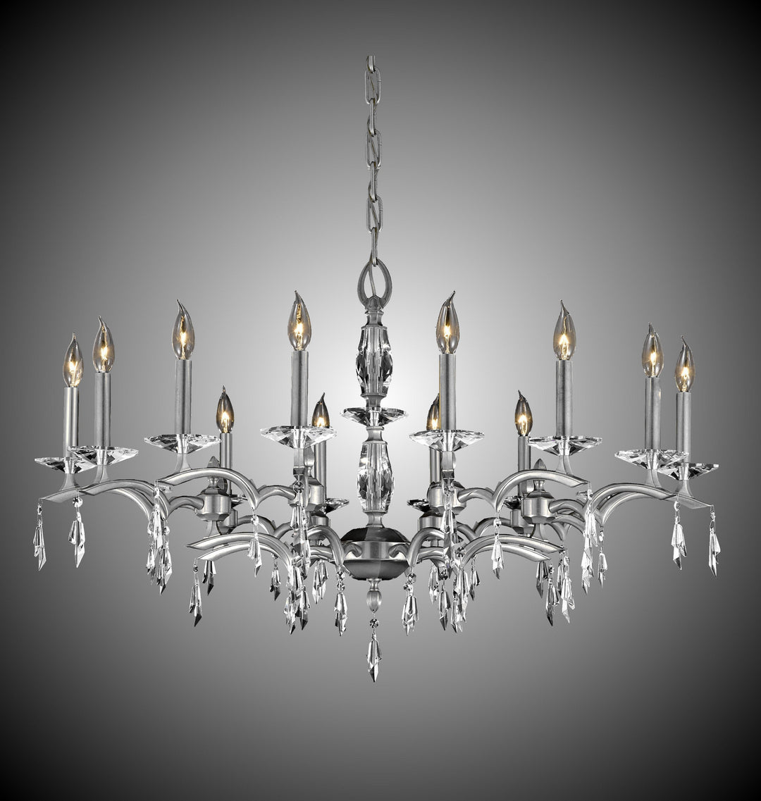 American Brass & Crystal Kaya CH5508-G-37G-ST Chandelier Light - Pewter