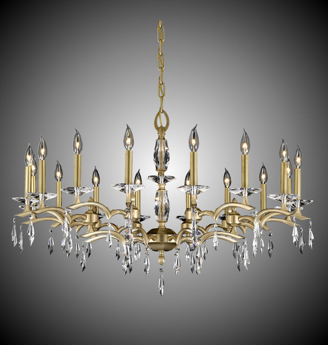 American Brass & Crystal Kaya CH5509-G-36G-ST Chandelier Light - Old Brass