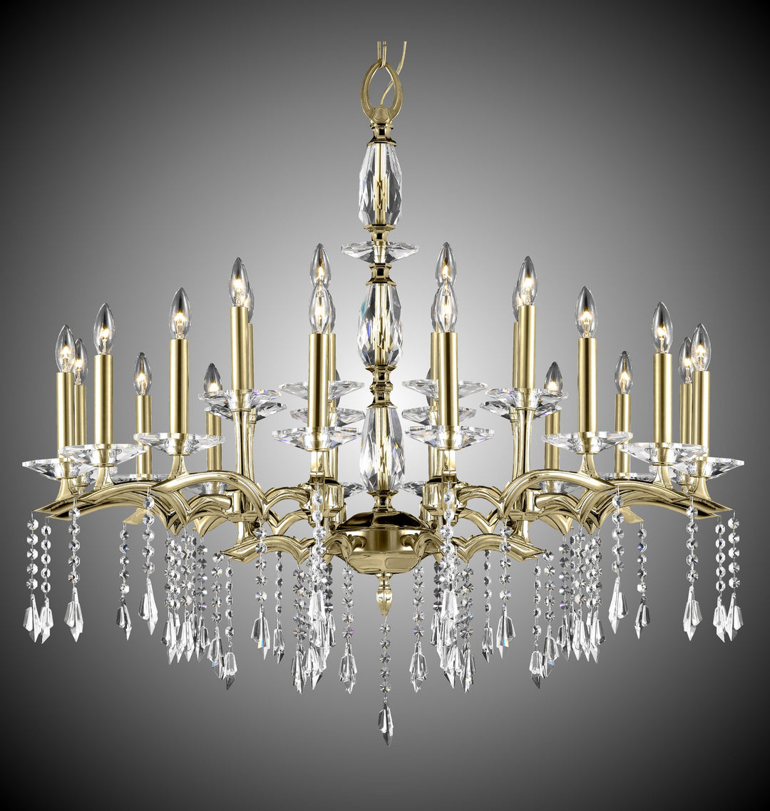 American Brass & Crystal Kaya CH5539-G-32G-36G-ST Chandelier Light - Polished Brass w/ Old Brass Accents