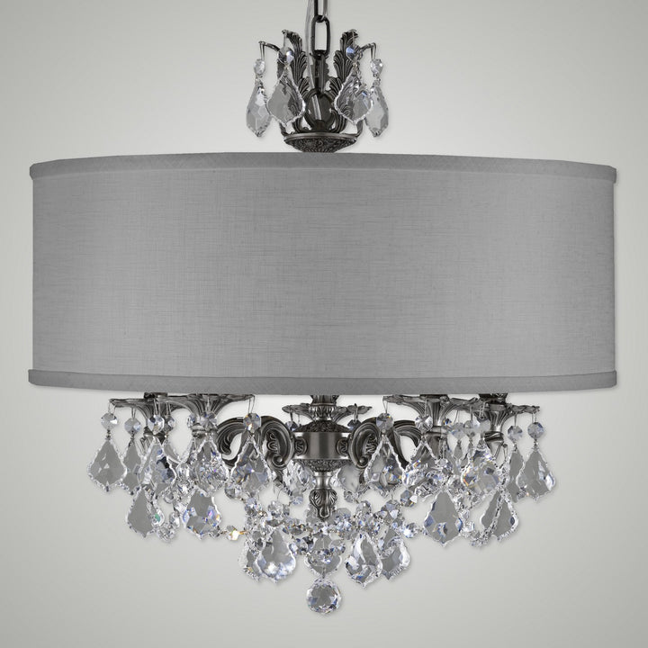 American Brass & Crystal Llydia CH6512-A-10G-PI-GL Chandelier Light - Antique Silver