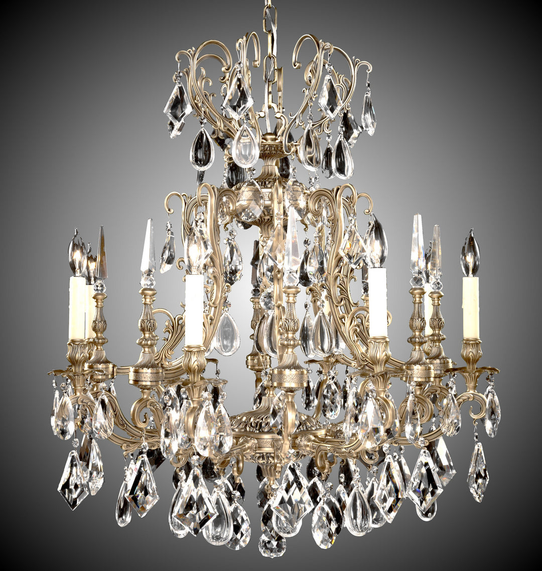 American Brass & Crystal Parisian CH7015-B-02G-PI Chandelier Light - Antique Black Glossy