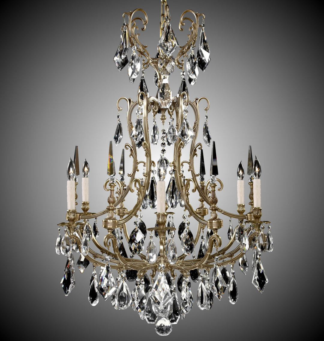 American Brass & Crystal Parisian CH7016-B-03G-PI Chandelier Light - French Gold Glossy