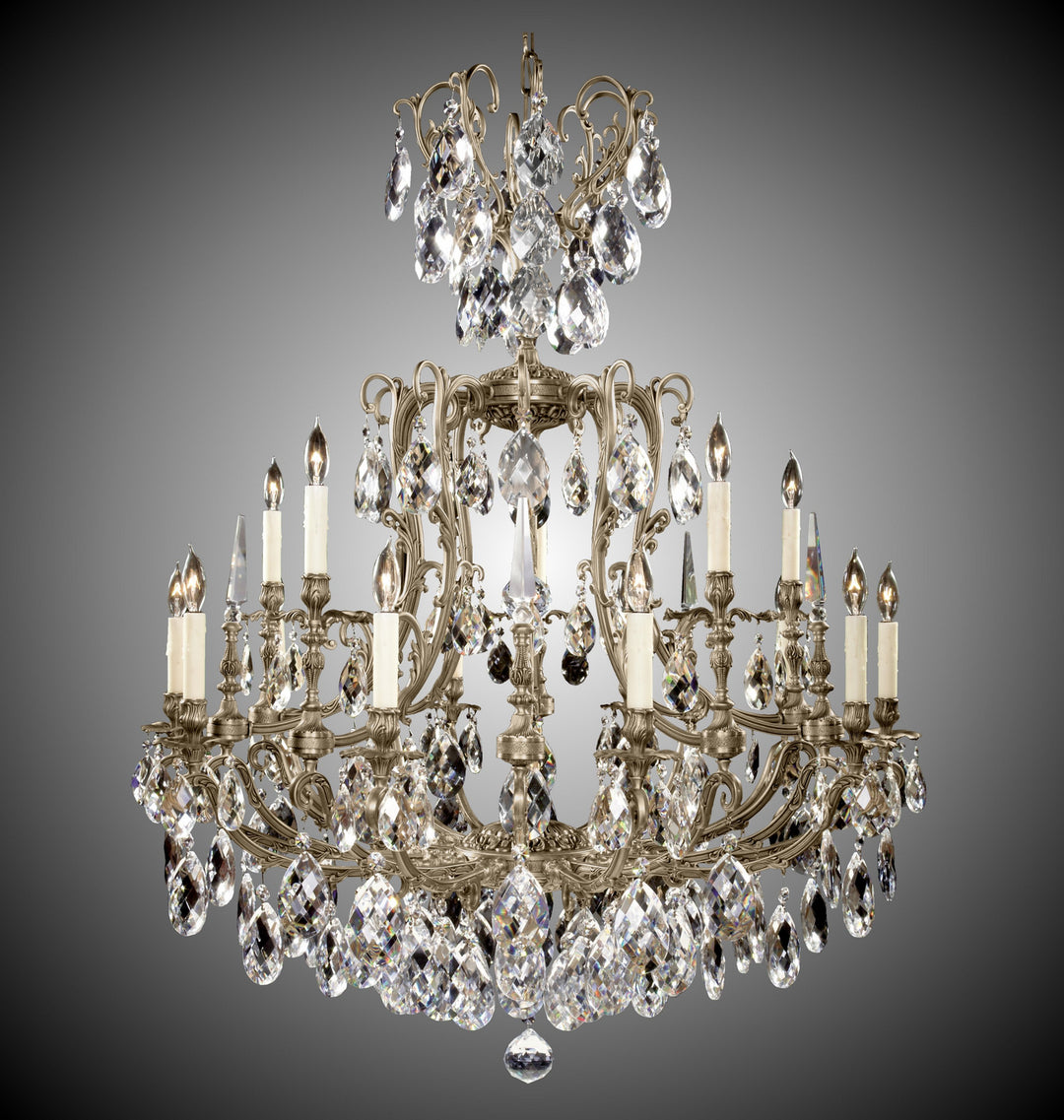 American Brass & Crystal Parisian CH7028-O-02G-PI Chandelier Light - Antique Black Glossy