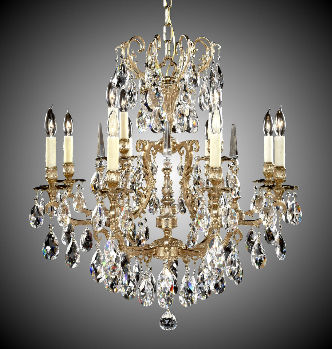 American Brass & Crystal Parisian CH7031-O-16G-PI Chandelier Light - True Brass