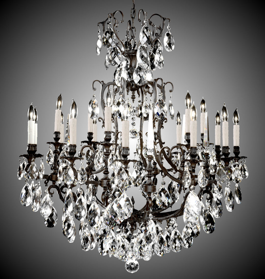 American Brass & Crystal Parisian CH7036-O-13S-PI Chandelier Light - Aged Bronze satin