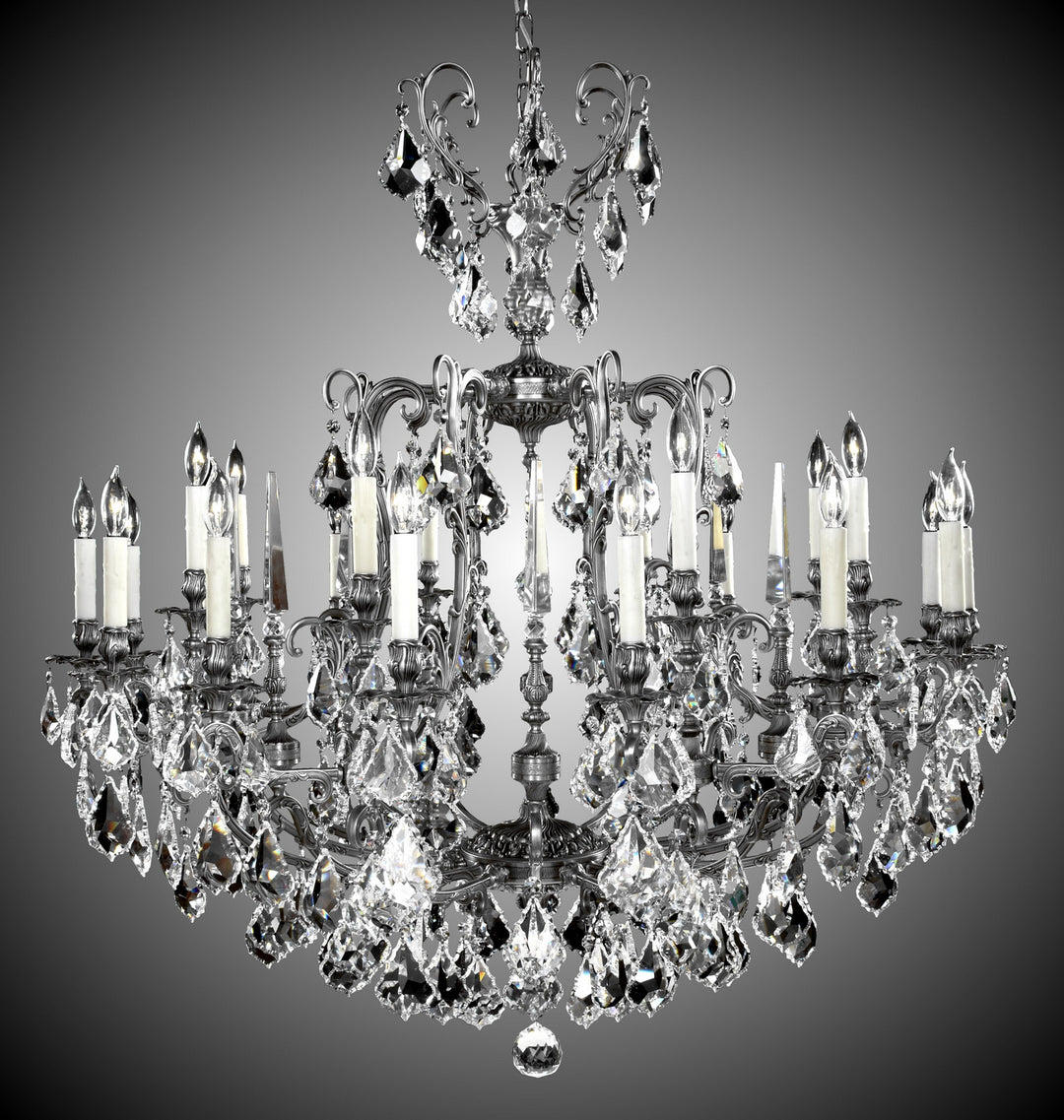 American Brass & Crystal Parisian CH7038-A-10G-PI Chandelier Light - Antique Silver