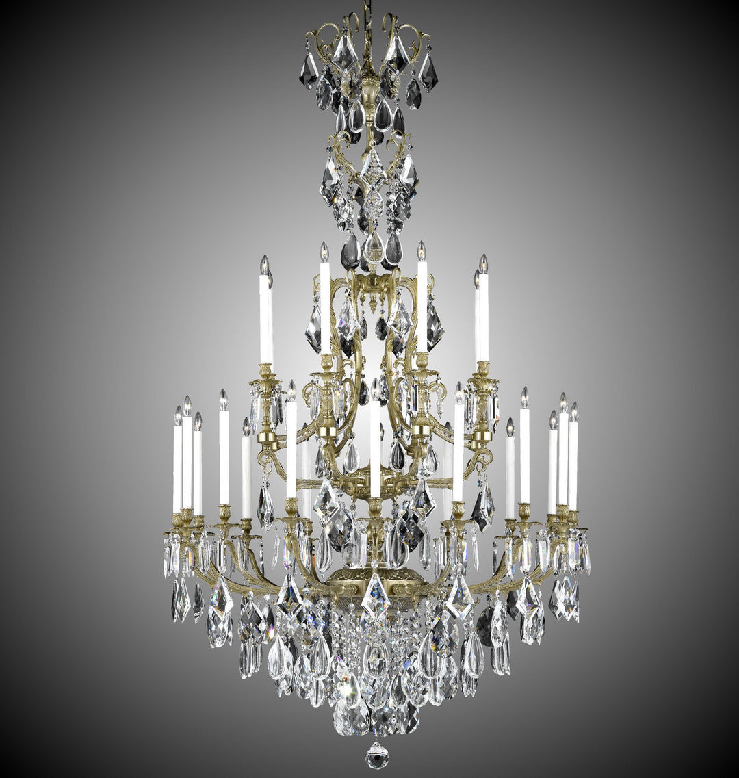 American Brass & Crystal Parisian CH7336-B-16G-PI Chandelier Light - True Brass