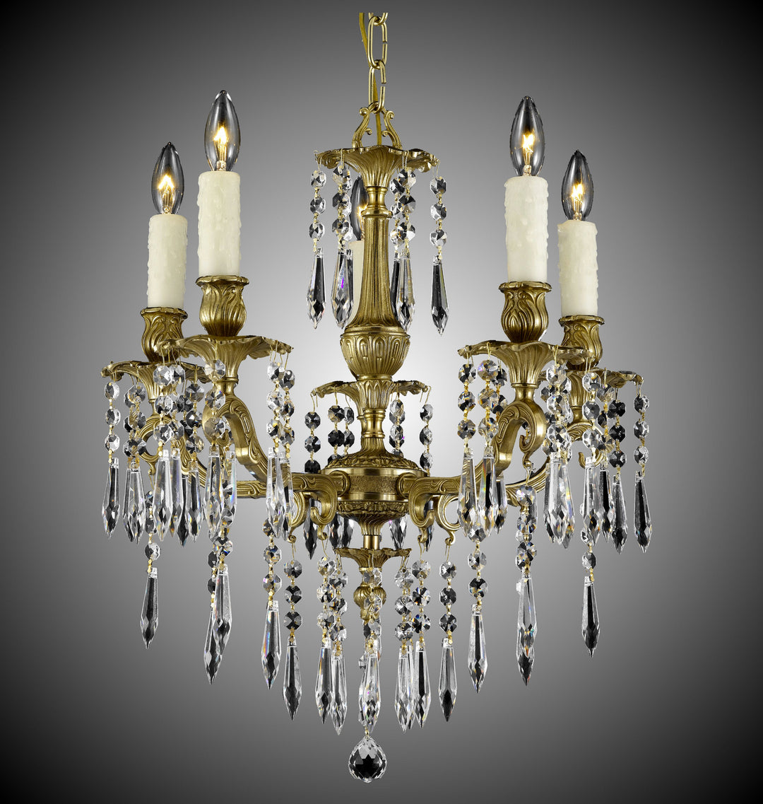 American Brass & Crystal Parisian CH7813-U-16G-PI Chandelier Light - True Brass