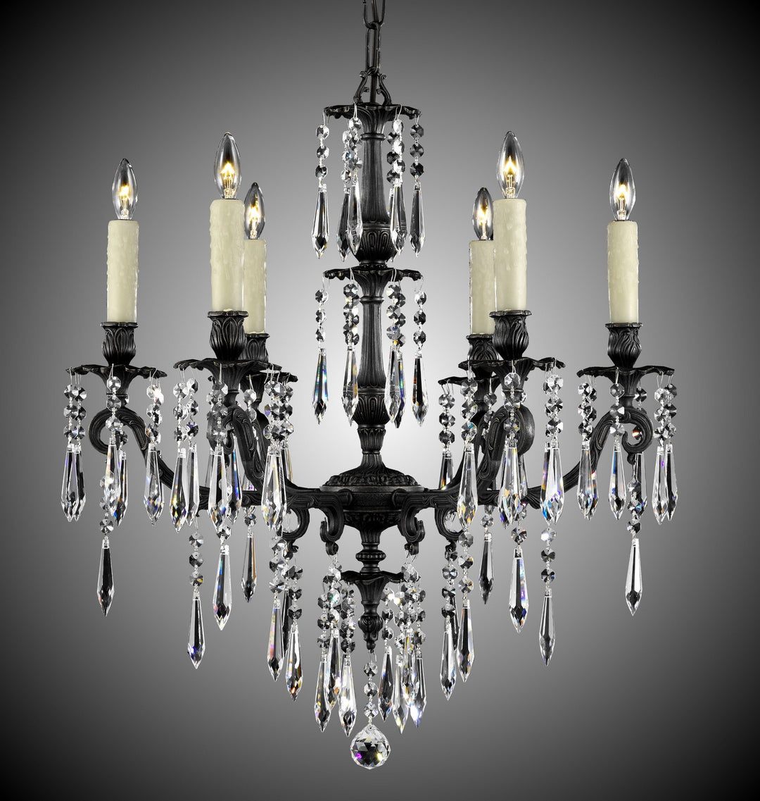 American Brass & Crystal Parisian CH7814-U-23S-PI Chandelier Light - Empire Bronze