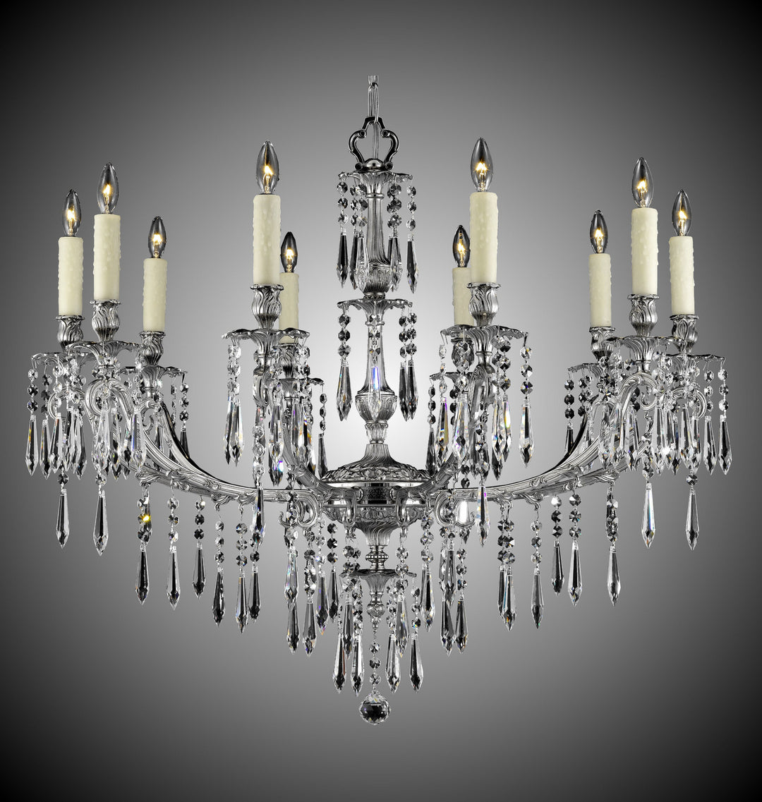 American Brass & Crystal Parisian CH7816-U-08G-PI Chandelier Light - Silver