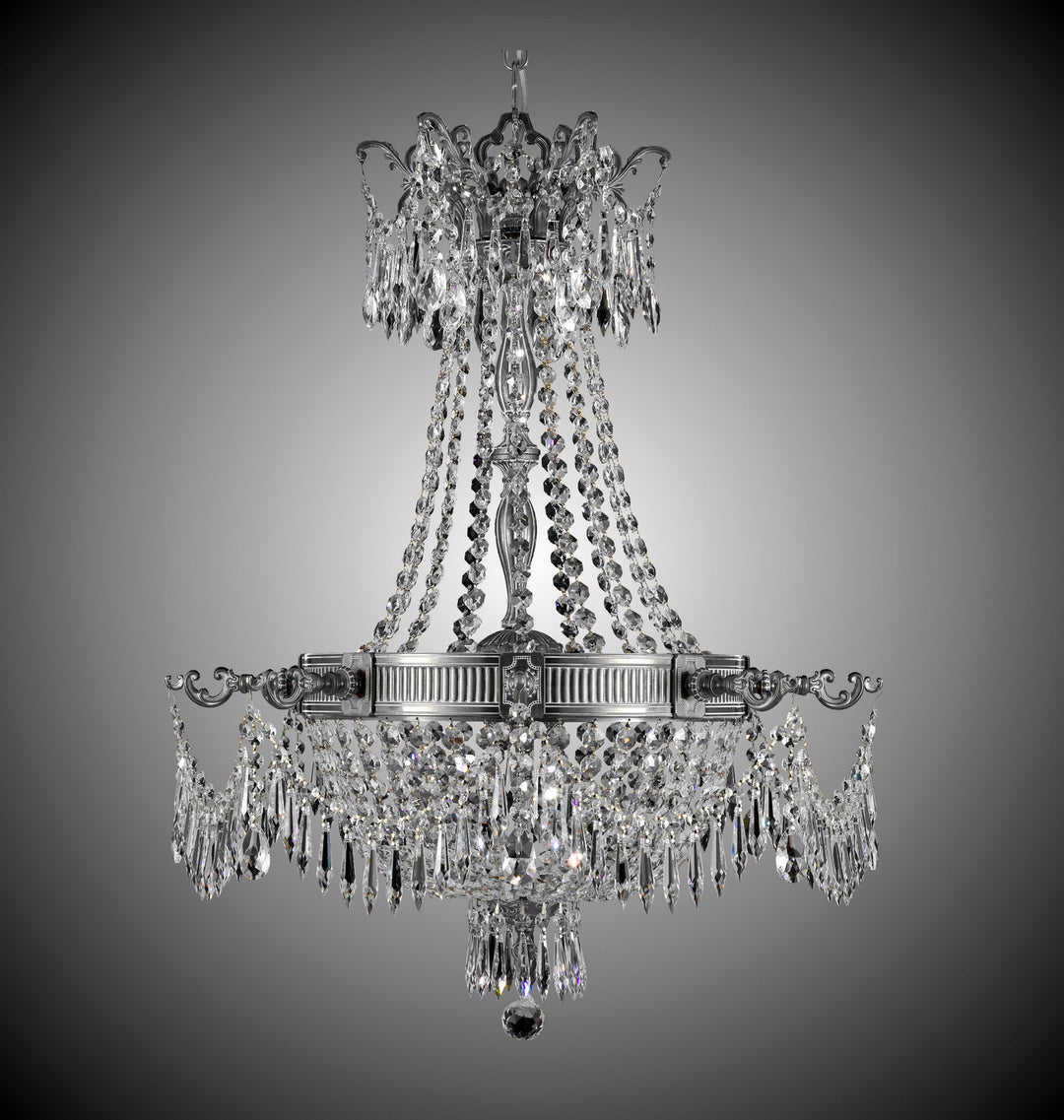 American Brass & Crystal Valencia CH8121-P-10W Chandelier Light - White Nickel