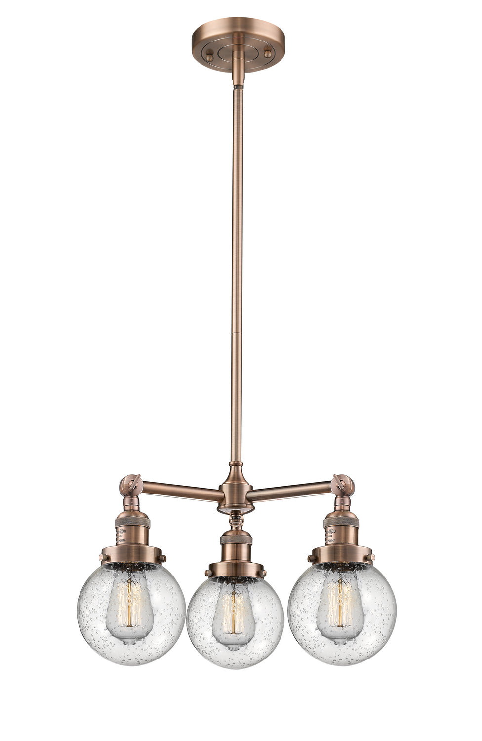 Innovations Franklin Restoration 207-AC-G204-6-LED Chandelier Light - Antique Copper