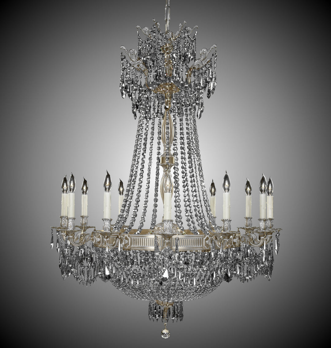 American Brass & Crystal Valencia CH8144-P-04G-PI Chandelier Light - Antique White Glossy
