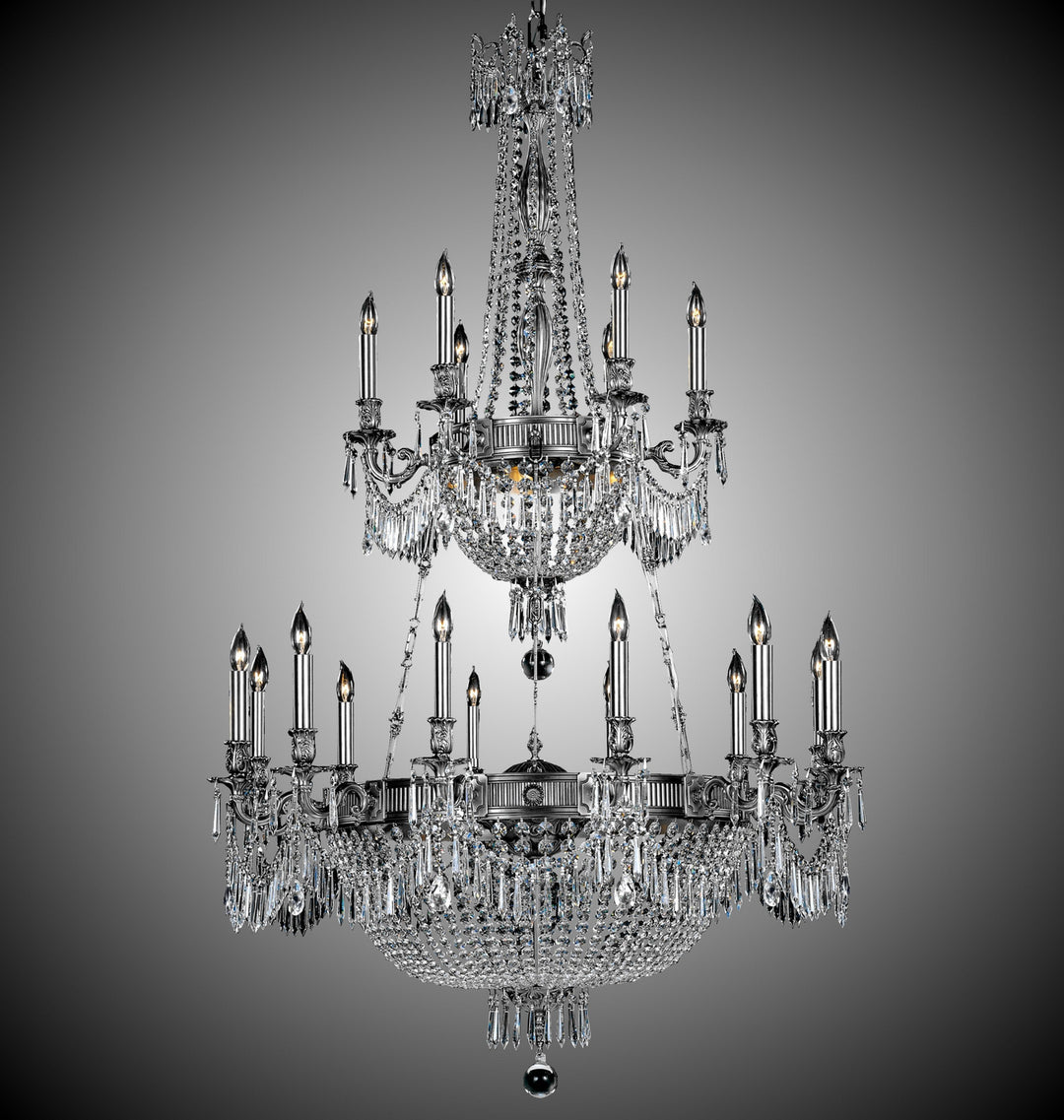 American Brass & Crystal Valencia CH8152-P-10G-ST Chandelier Light - Antique Silver