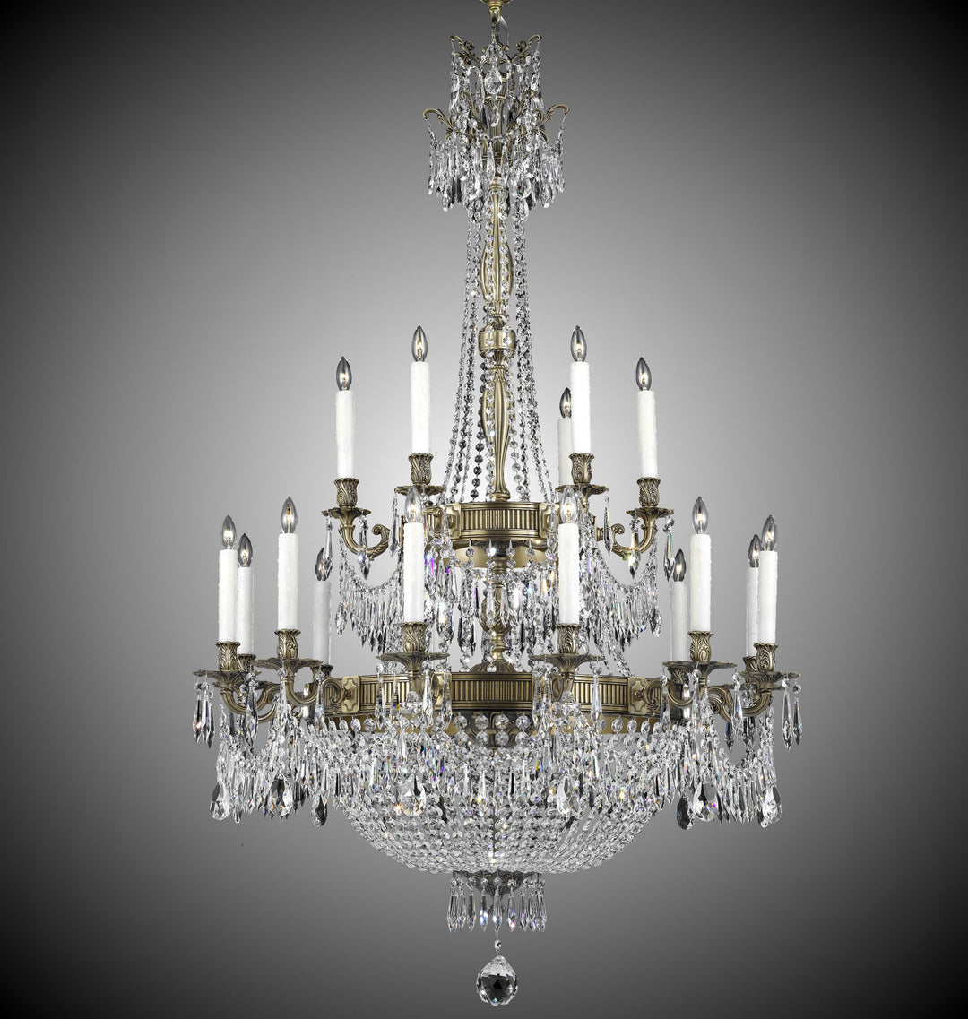 American Brass & Crystal Valencia CH8162-P-02G-PI Chandelier Light - Antique Black Glossy