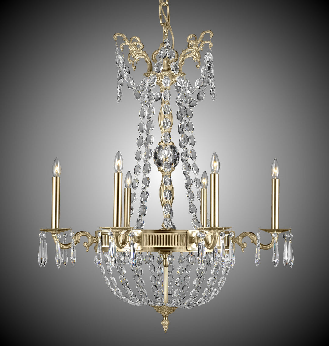 American Brass & Crystal Valencia CH8541-P-04G-ST Chandelier Light - Antique White Glossy
