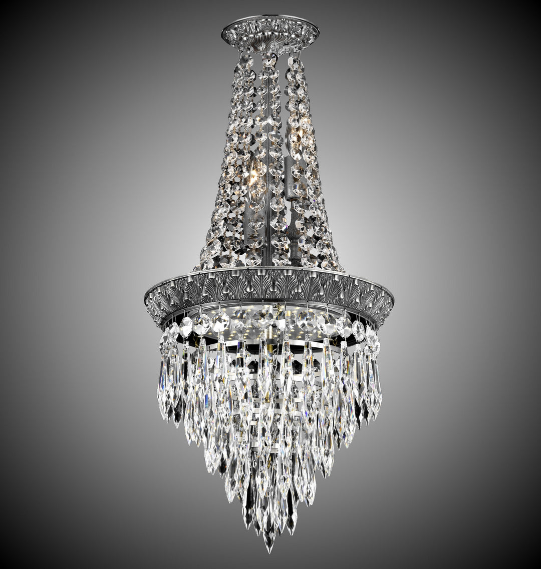 American Brass & Crystal Corinthian CH8712-U-10G Chandelier Light - Antique Silver