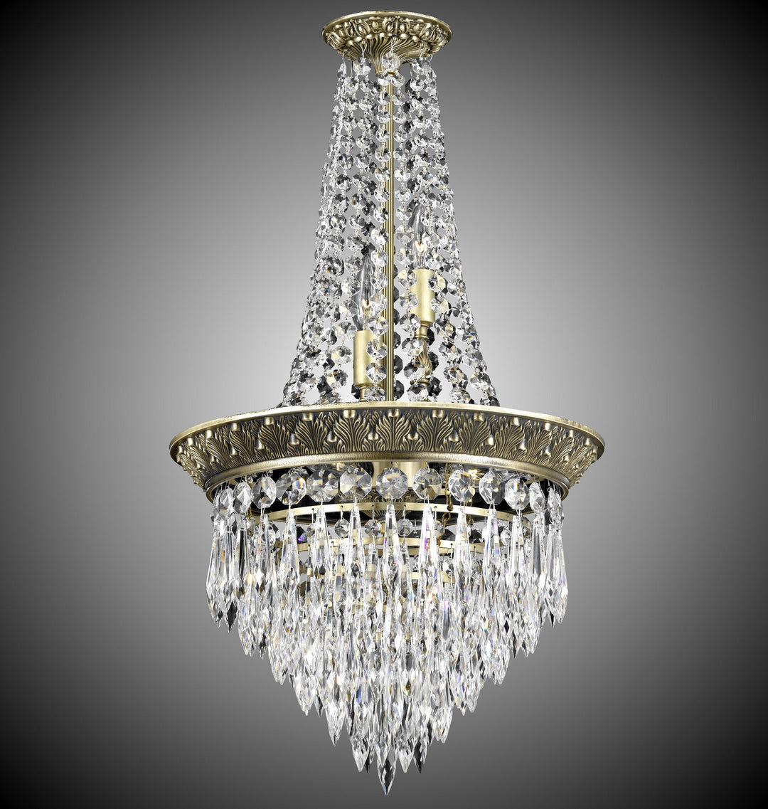 American Brass & Crystal Corinthian CH8715-U-02G Chandelier Light - Antique Black Glossy