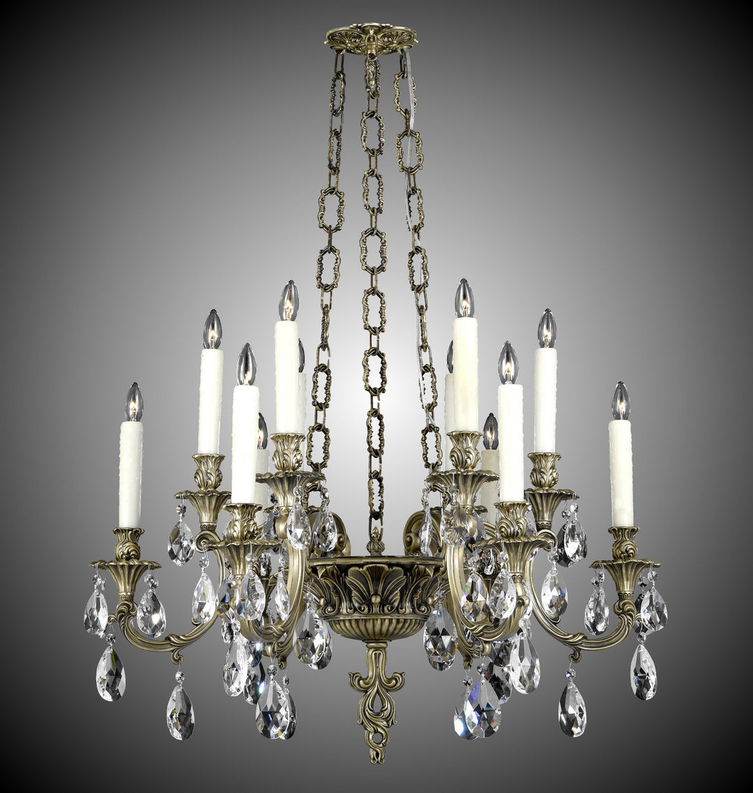 American Brass & Crystal Blairsden CH9012-O-02G-PI Chandelier Light - Antique Black Glossy
