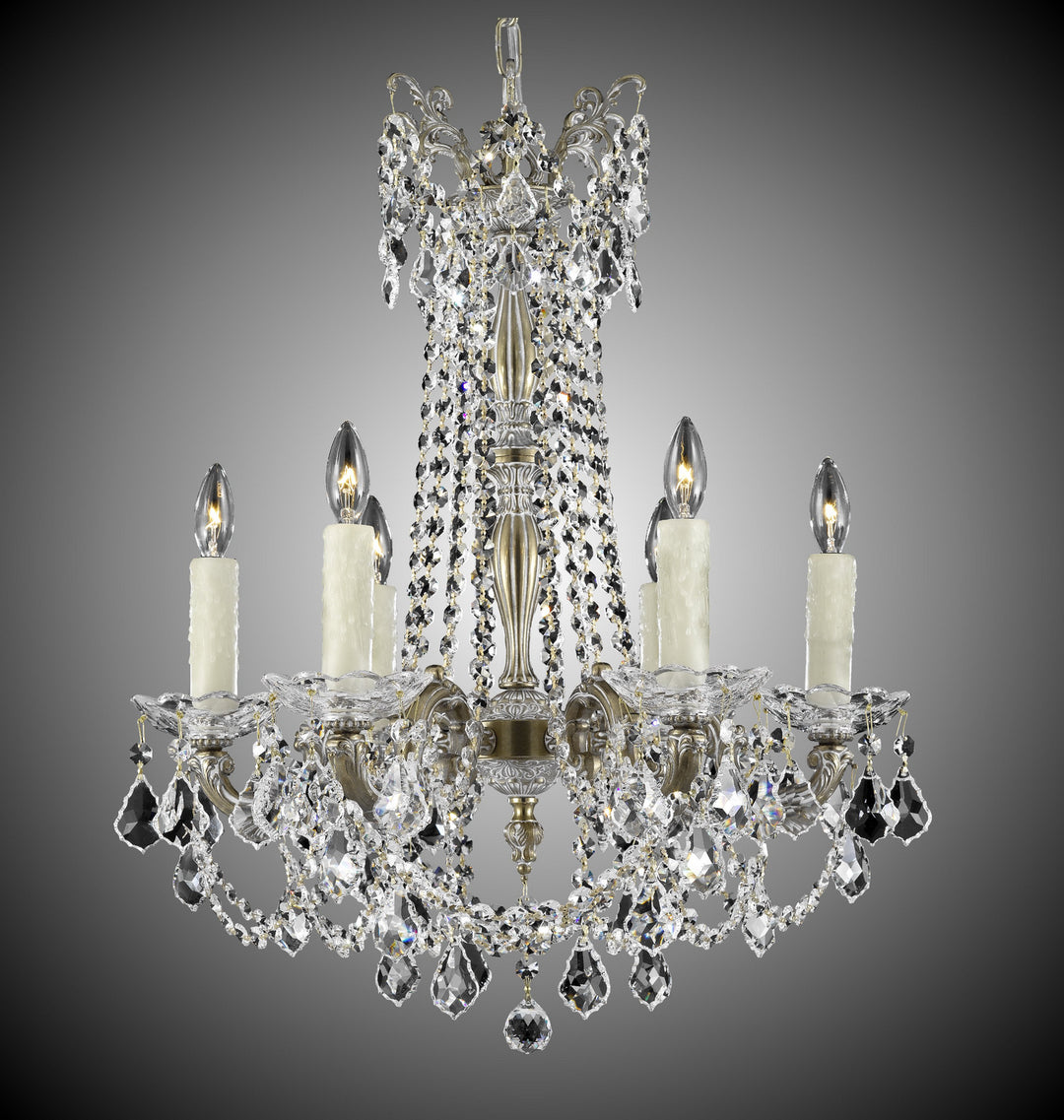 American Brass & Crystal Crystella CH9282-A-04G-PI Chandelier Light - Antique White Glossy