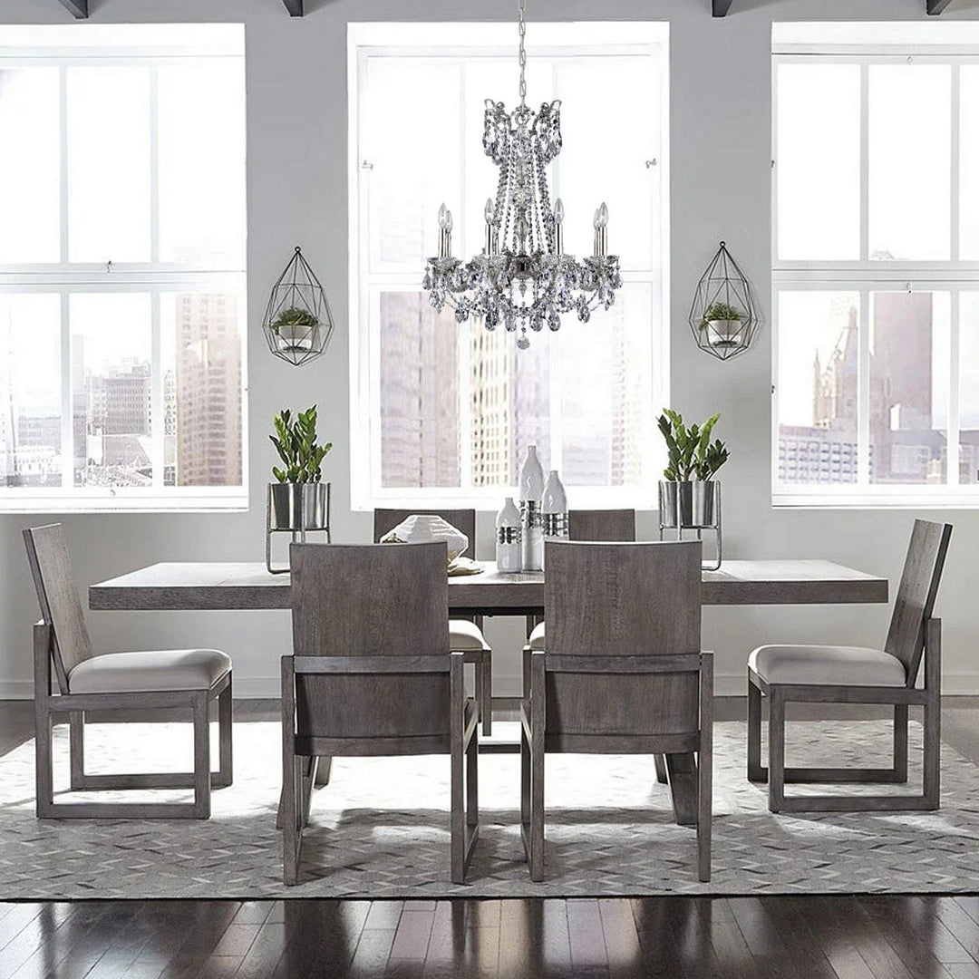 American Brass & Crystal Crystella CH9283-O-08G-ST Chandelier Light - Silver