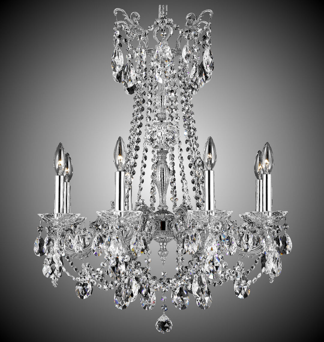 American Brass & Crystal Crystella CH9283-O-08G-ST Chandelier Light - Silver