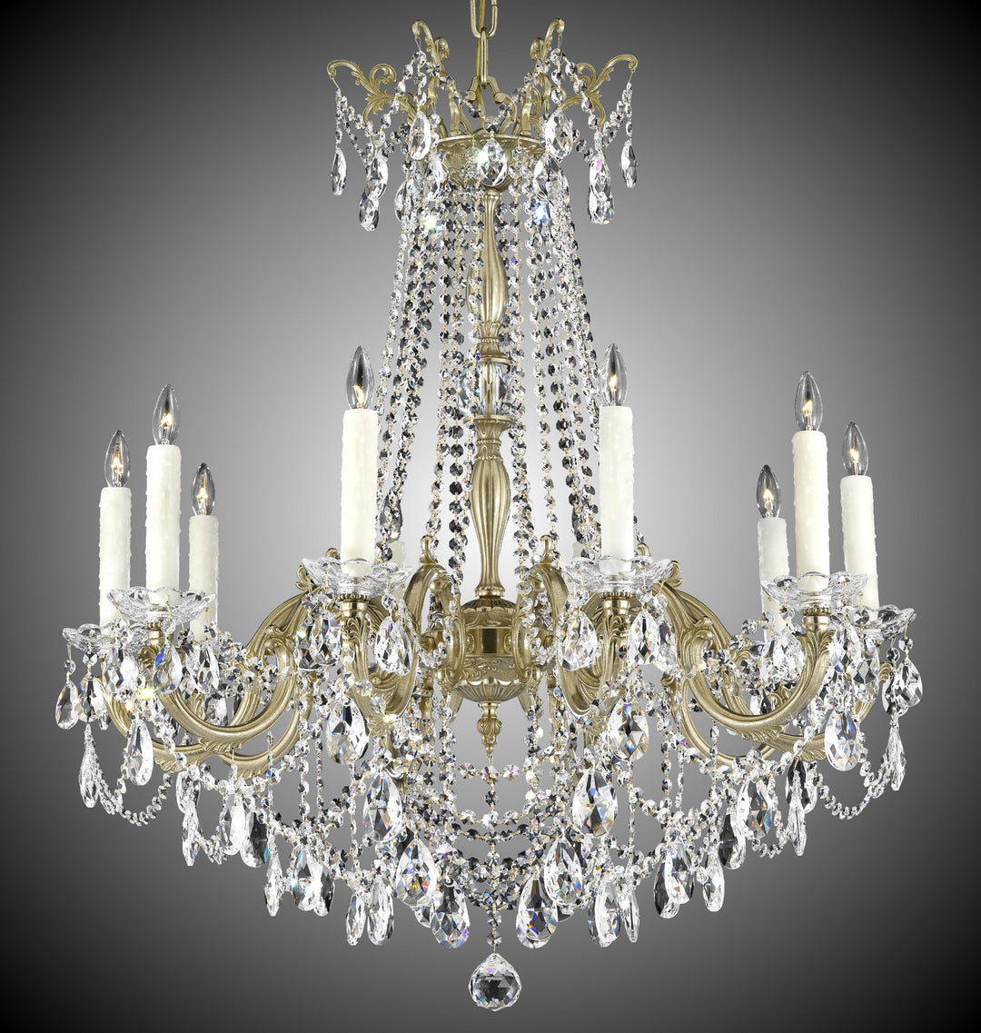 American Brass & Crystal Crystella CH9285-O-16G-PI Chandelier Light - True Brass