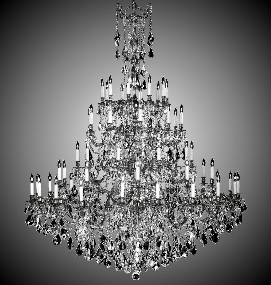 American Brass & Crystal Elise CH9327-A-10G-PI Chandelier Light - Antique Silver