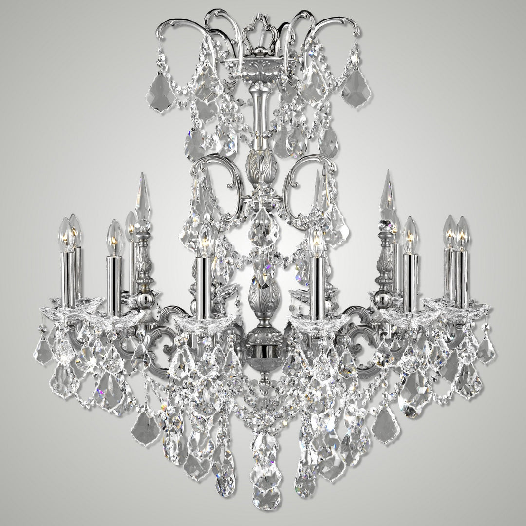 American Brass & Crystal Venetian CH9382-A-07G-08G-ST Chandelier Light - Satin Nickel with Silver