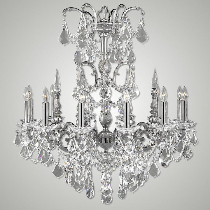 American Brass & Crystal Venetian CH9382-A-07G-08G-ST Chandelier Light - Satin Nickel with Silver
