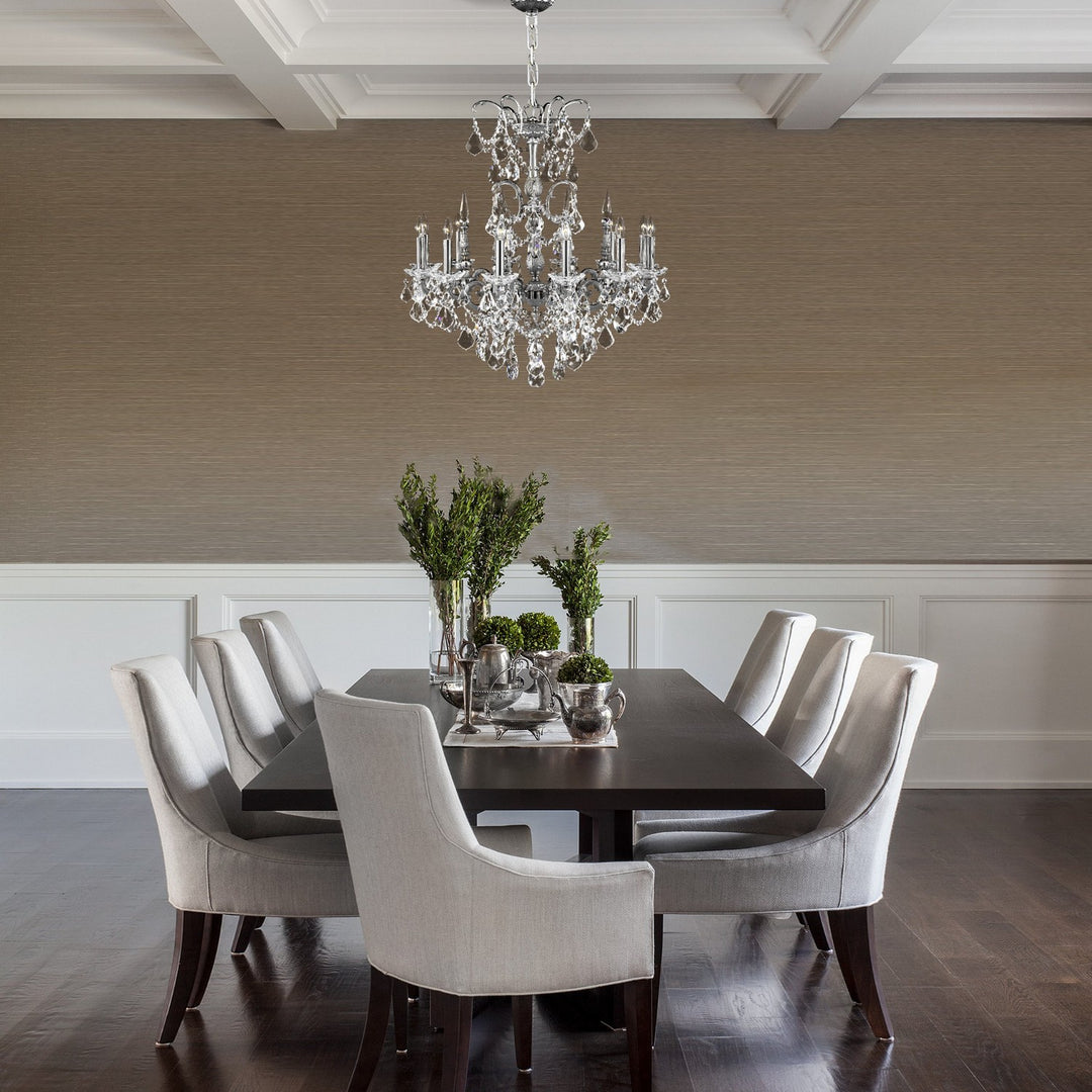 American Brass & Crystal Venetian CH9382-A-07G-08G-ST Chandelier Light - Satin Nickel with Silver