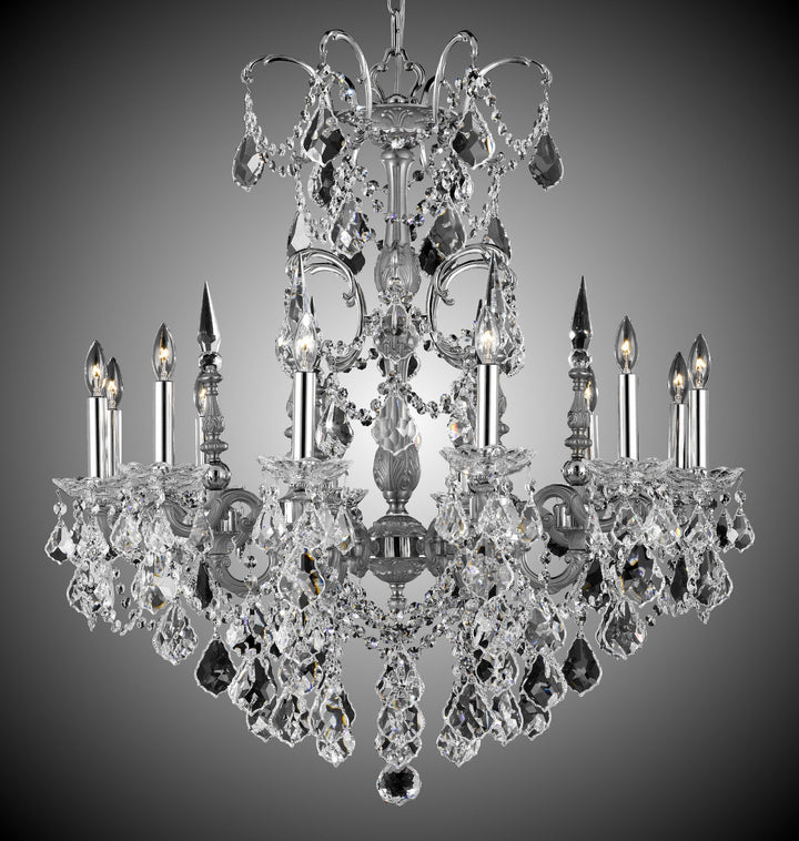 American Brass & Crystal Venetian CH9382-A-07G-08G-ST Chandelier Light - Satin Nickel with Silver