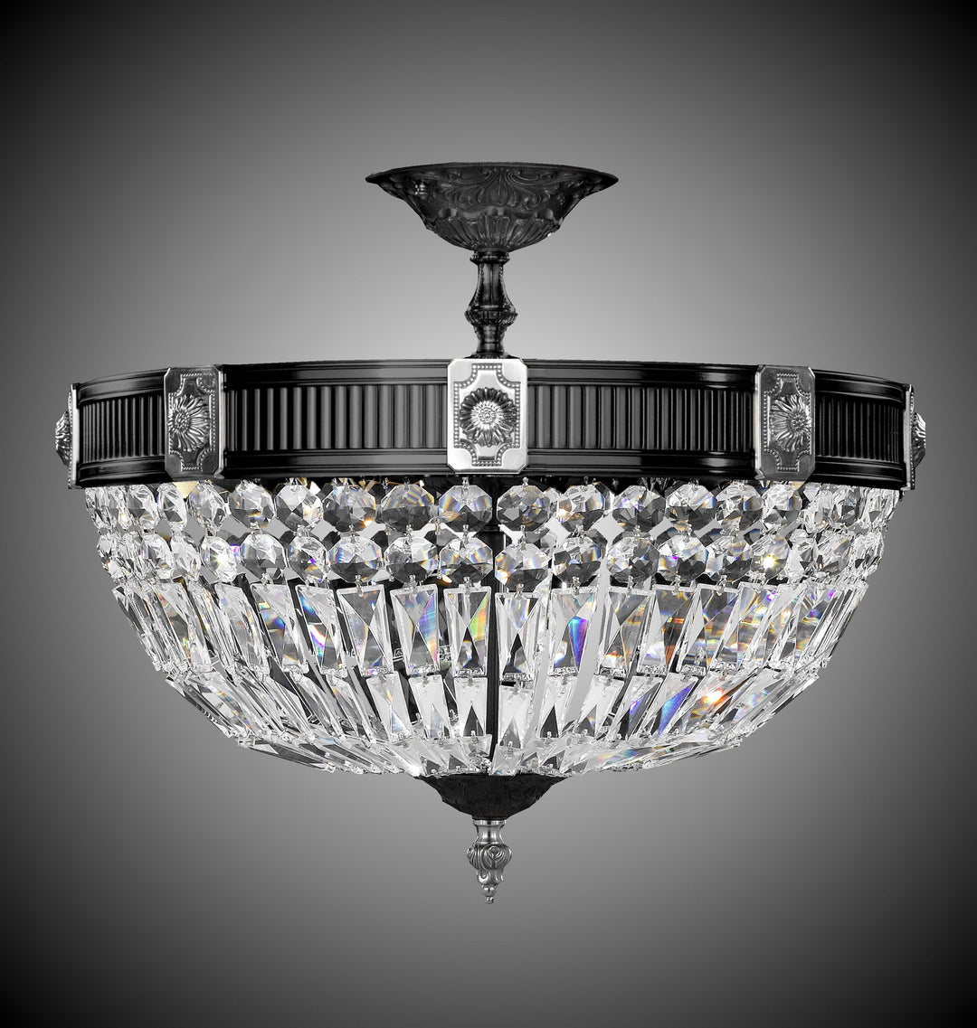 American Brass & Crystal Finisterra FM2153-P-05S-07G Ceiling Light - Old Bronze w/ Satin Nickel Accents