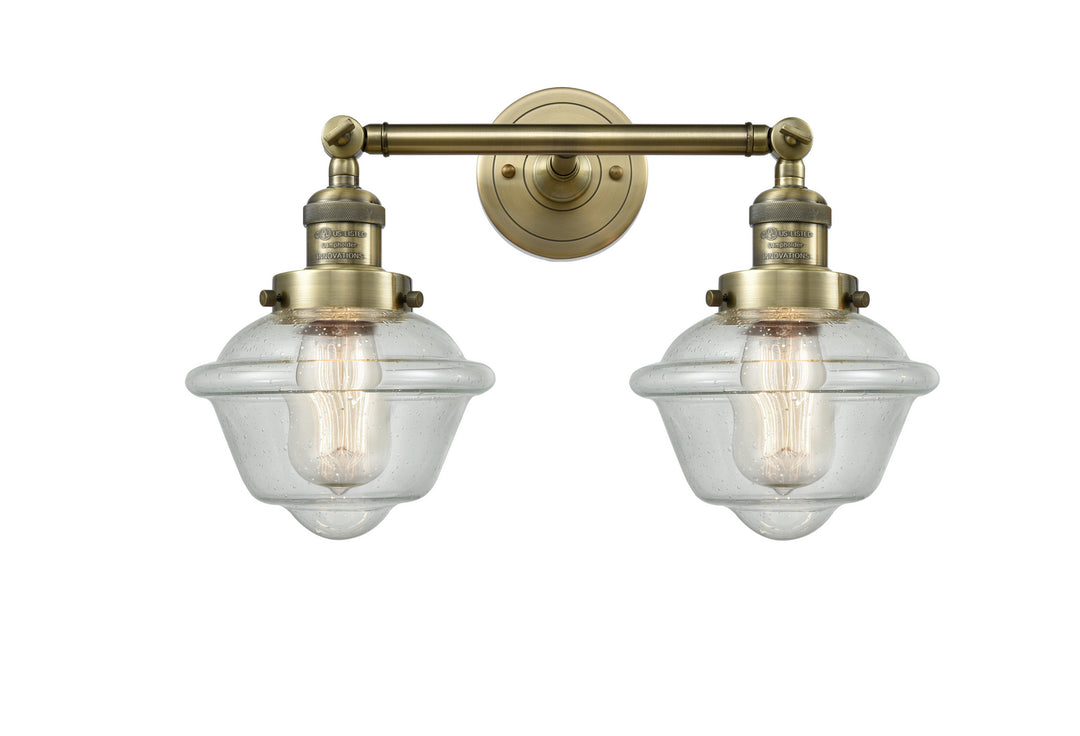 Innovations Franklin Restoration 208-AB-G534 Bath Vanity Light 17 in. wide - Antique Brass