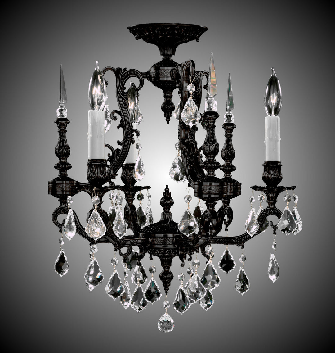 American Brass & Crystal Parisian FM7010-A-05S-PI Ceiling Light - Old Bronze Satin