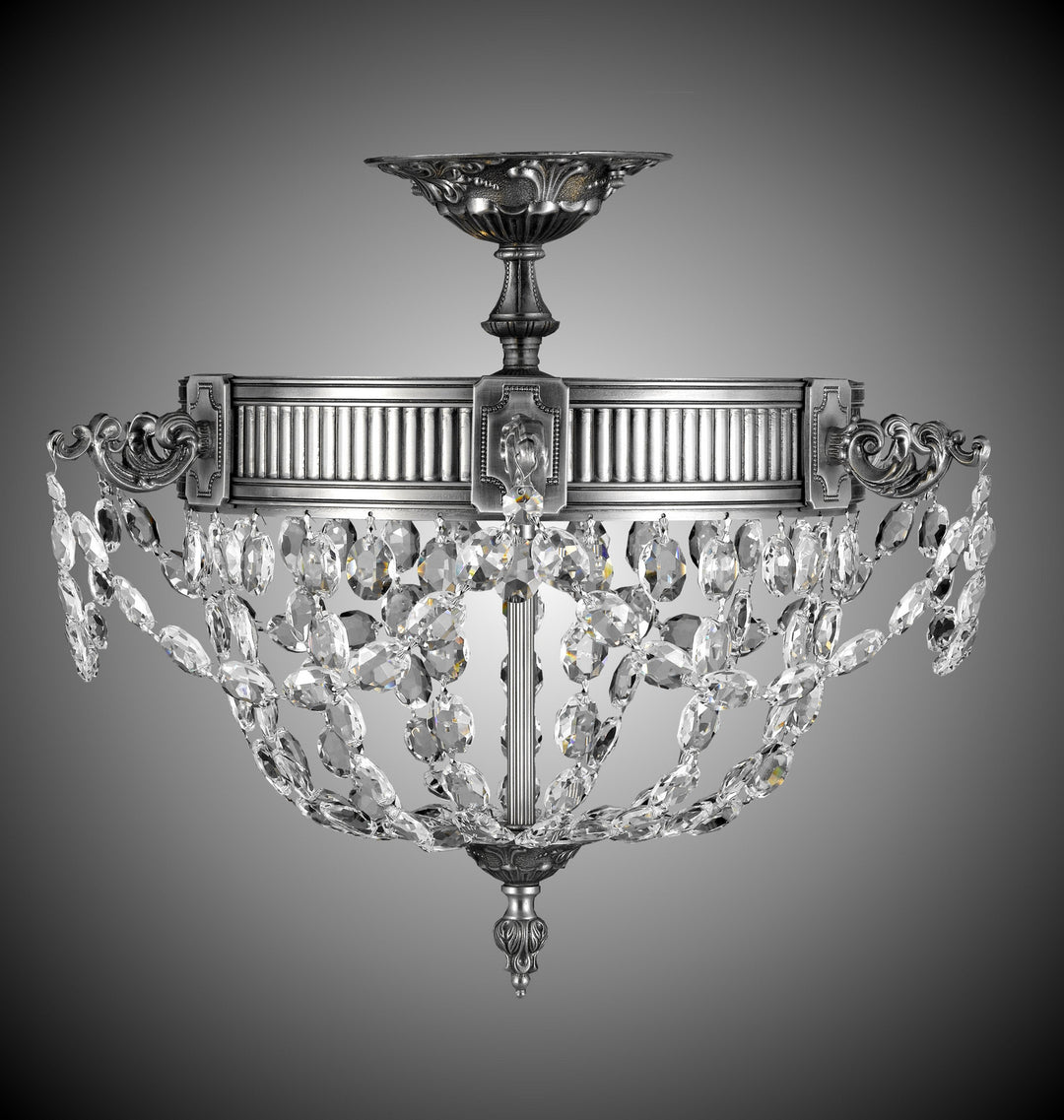 American Brass & Crystal Valencia FM8561-P-10G Ceiling Light - Antique Silver