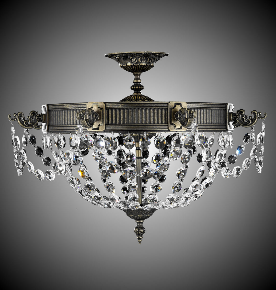 American Brass & Crystal Valencia FM8562-P-21S Ceiling Light - Palace Bronze