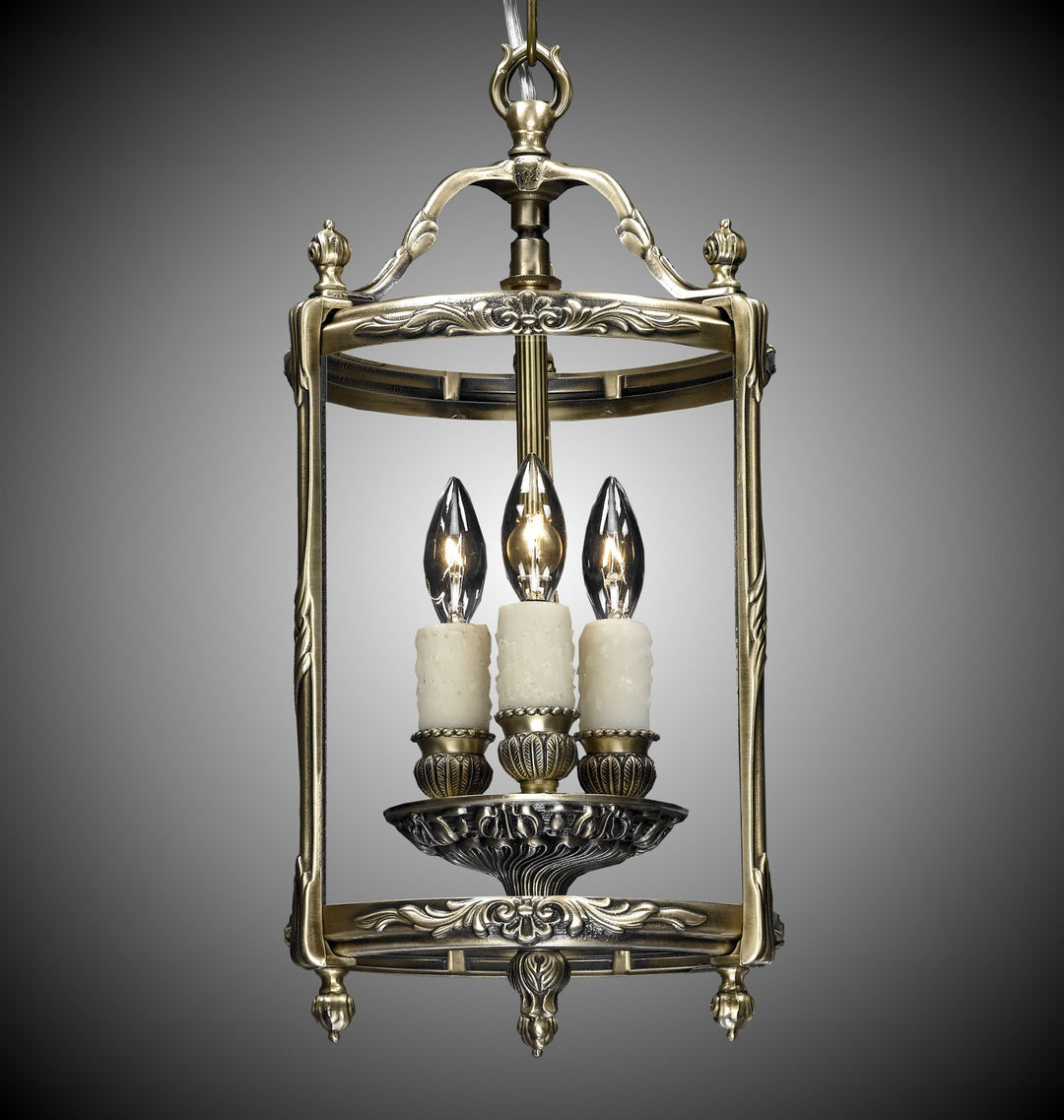 American Brass & Crystal Lantern LT2108-02G-PI Pendant Light - Antique Black Glossy