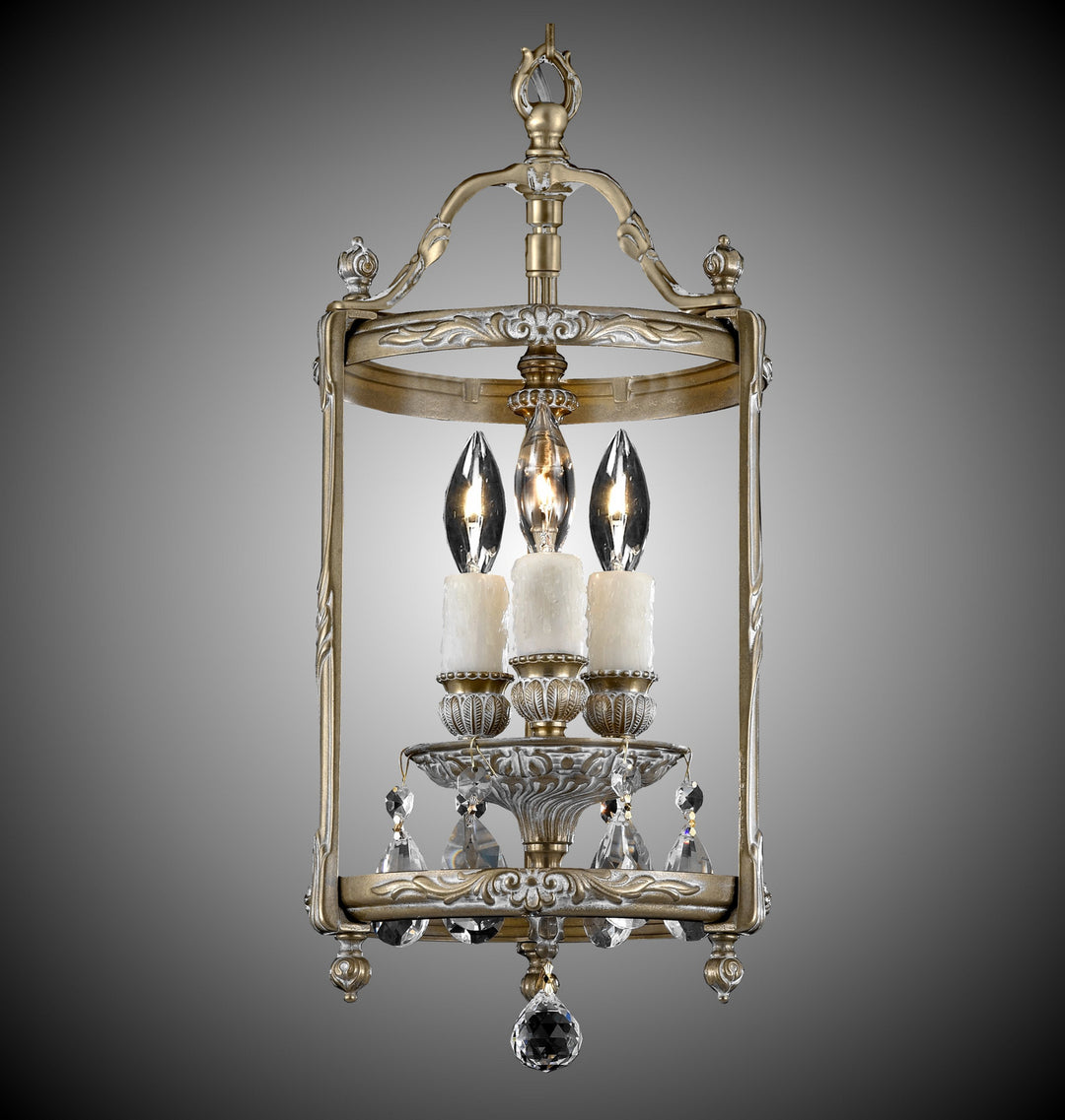 American Brass & Crystal Lantern LT2208-O-04G-PI Pendant Light - Antique White Glossy