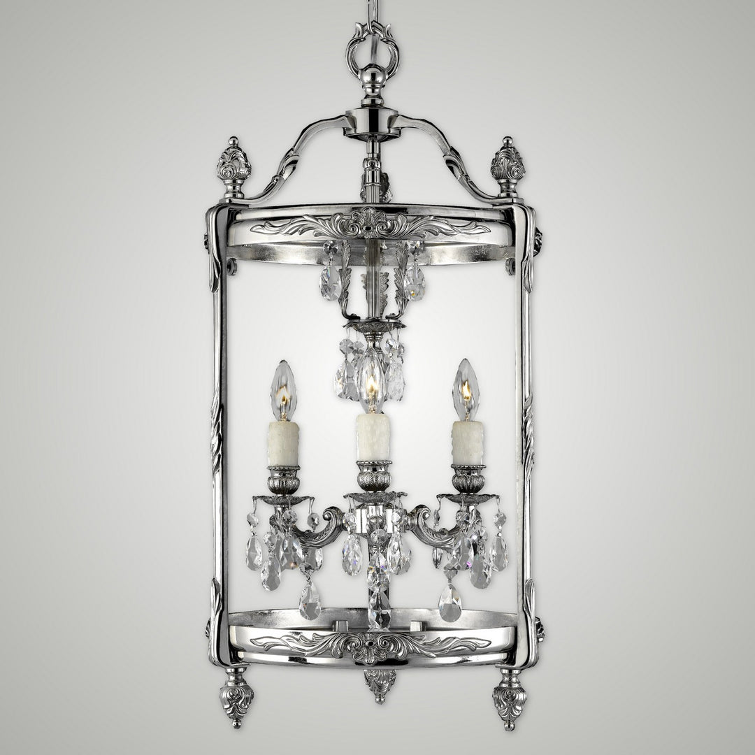 American Brass & Crystal Lantern LT2213-O-08G-PI Pendant Light - Silver