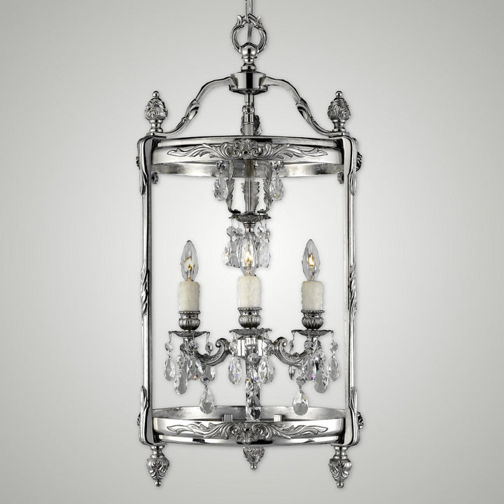 American Brass & Crystal Lantern LT2213-O-08G-PI Pendant Light - Silver