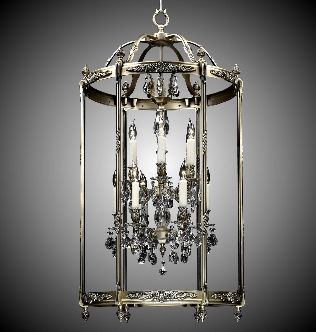 American Brass & Crystal Lantern LT2224-O-02G-PI Pendant Light - Antique Black Glossy