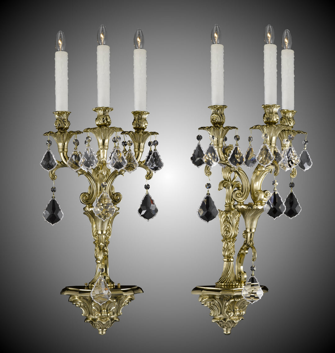 American Brass & Crystal Blairsden WS9086-A-12G-PI Wall Sconce Light - Polished Brass w/Black Inlay